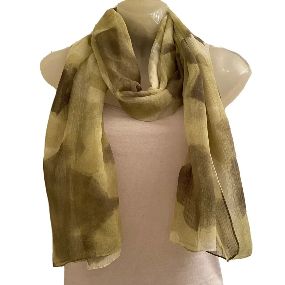Green Mortada Scarf Ombré Shades 68 X 22 Inches Rectangle Wrap Hijab Lime Head - Picture 2 of 9